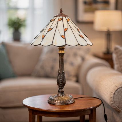 Brilagi - Tiffany-tyylinen lasipöytälamppu FOLIA 2xE27/60W/230V