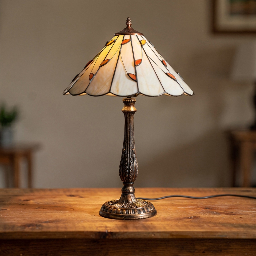 Brilagi - Tiffany-tyylinen lasipöytälamppu FOLIA 2xE27/60W/230V
