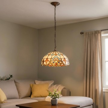 Brilagi - Tiffany-tyylinen lasiriippuvalaisin ketjulla MIRABELLA 1xE27/60W/230V halkaisija 40 cm
