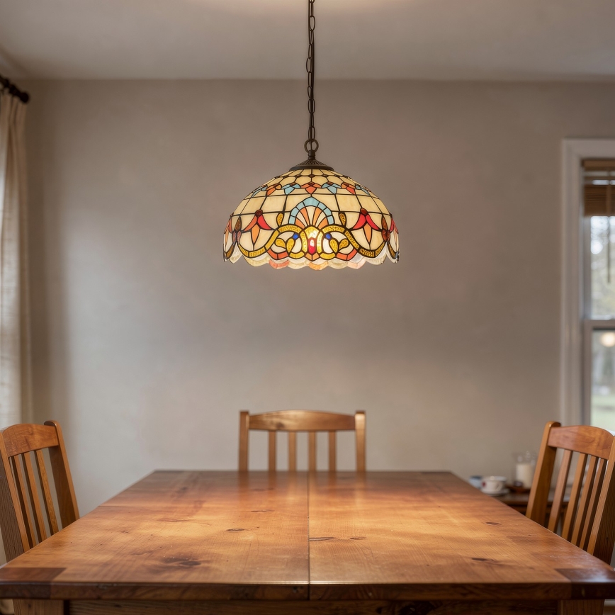 Brilagi - Tiffany-tyylinen lasiriippuvalaisin ketjulla MIRABELLA 1xE27/60W/230V halkaisija 40 cm