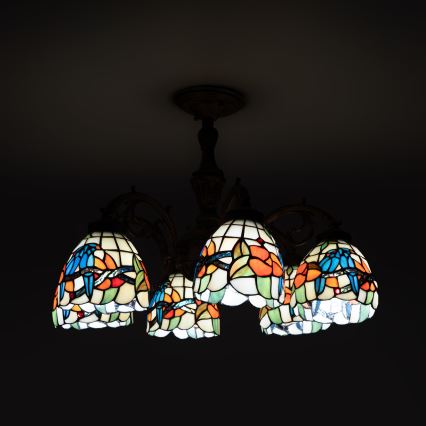 Brilagi - Tiffany-tyylinen pinta-asennettava kattovalaisin JUNGLE 6xE27/60W/230V, halkaisija 60 cm