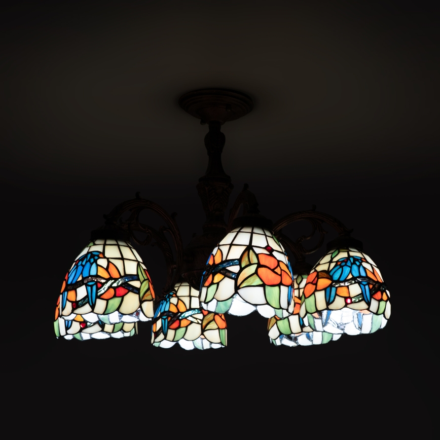 Brilagi - Tiffany-tyylinen pinta-asennettava kattovalaisin JUNGLE 6xE27/60W/230V, halkaisija 60 cm