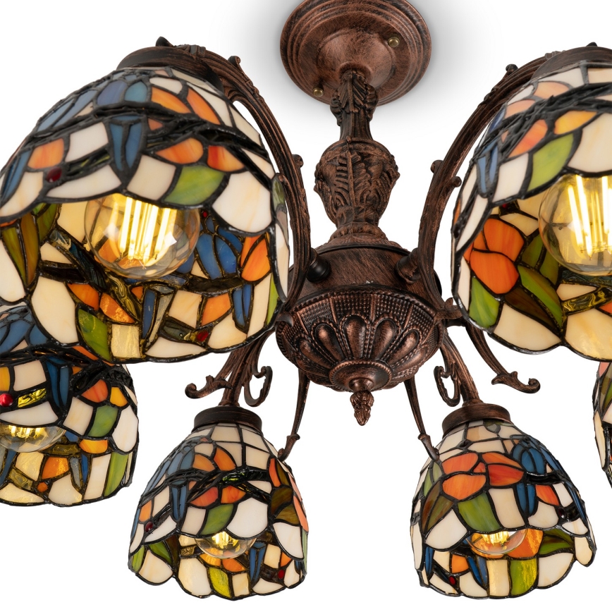 Brilagi - Tiffany-tyylinen pinta-asennettava kattovalaisin JUNGLE 6xE27/60W/230V, halkaisija 60 cm