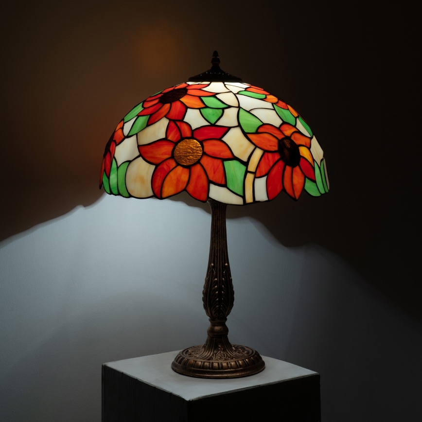 Brilagi - Tiffany-tyylinen pöytävalaisin SUNFLOWER 2xE27/60W/230V