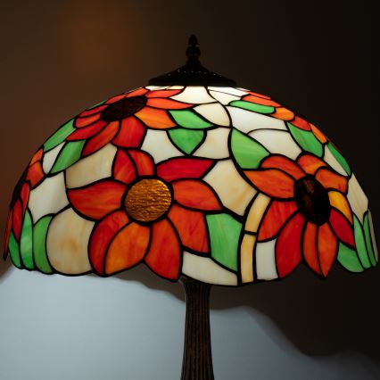 Brilagi - Tiffany-tyylinen pöytävalaisin SUNFLOWER 2xE27/60W/230V