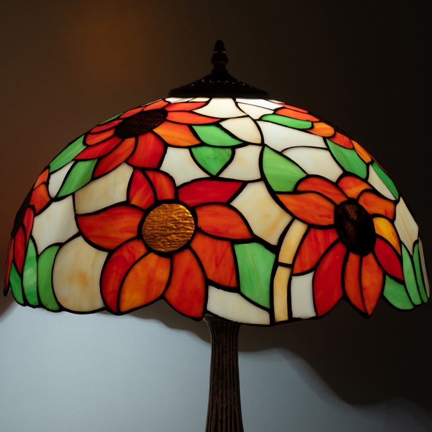 Brilagi - Tiffany-tyylinen pöytävalaisin SUNFLOWER 2xE27/60W/230V
