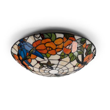 Brilagi - Tiffany-tyylinen värilasinen kattovalaisin JUNGLE 2xE27/60W/230V, halkaisija 40 cm