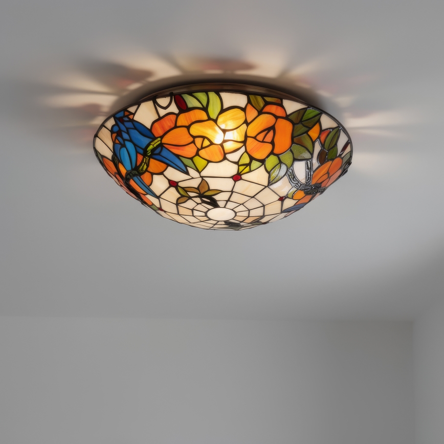 Brilagi - Tiffany-tyylinen värilasinen kattovalaisin JUNGLE 2xE27/60W/230V, halkaisija 40 cm