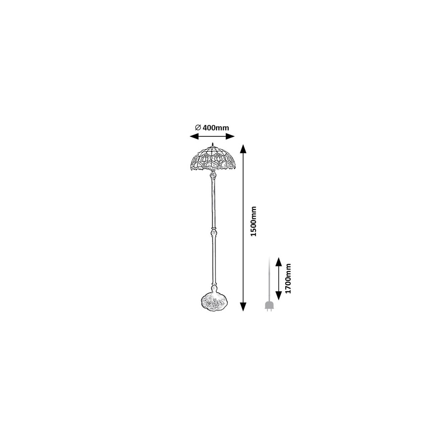 Brilagi - Tiffany-tyylinen vitraalilattiavalaisin LORAS 2xE27/60W/230V