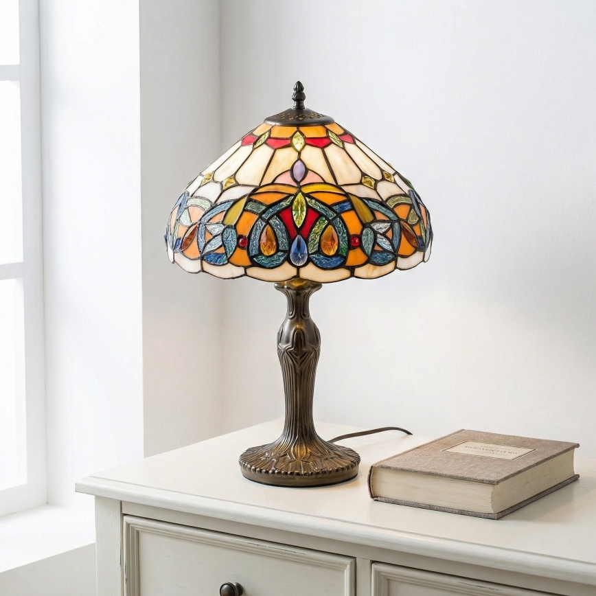 Brilagi - Tiffany-tyylinen vitraalinen pöytälamppu LUISA 1xE27/40W/230V