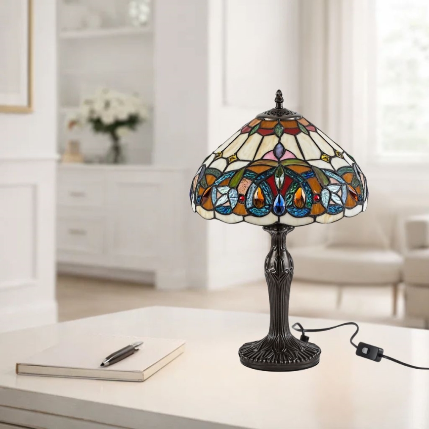 Brilagi - Tiffany-tyylinen vitraalinen pöytälamppu LUISA 1xE27/40W/230V