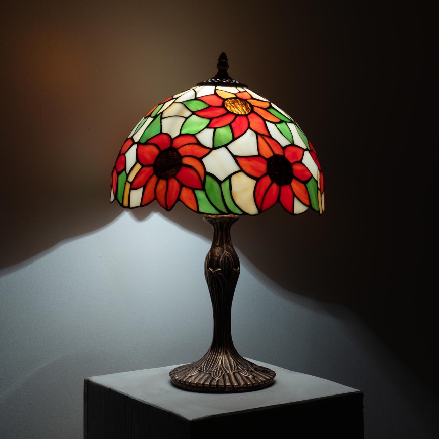 Brilagi - Tiffany-tyylinen vitraalipöytävalaisin SUNFLOWER 1xE27/60W/230V
