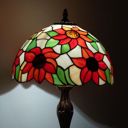 Brilagi - Tiffany-tyylinen vitraalipöytävalaisin SUNFLOWER 1xE27/60W/230V