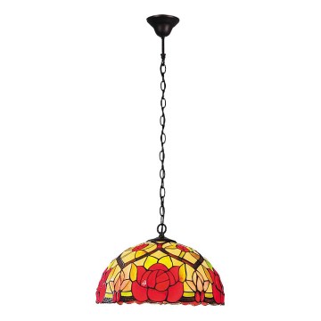 Brilagi - Tiffany-tyylinen vitraaliriippuvalaisin ketjulla GARLAN 2xE27/60W/230V