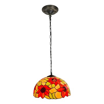 Brilagi - Tiffany-tyylinen vitraaliriippuvalaisin ketjulla SUNFLOWER 1xE27/60W/230V, halkaisija 40 cm