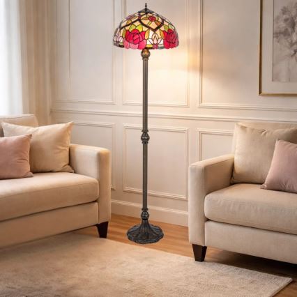 Brilagi - Tiffany-tyylinen vitraasilattiavalaisin GARLAN 2xE27/60W/230V