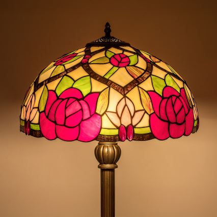 Brilagi - Tiffany-tyylinen vitraasilattiavalaisin GARLAN 2xE27/60W/230V