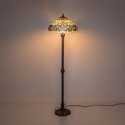 Brilagi - Tiffany-tyylinen vitraasilattiavalaisin LUISA 2xE27/60W/230V