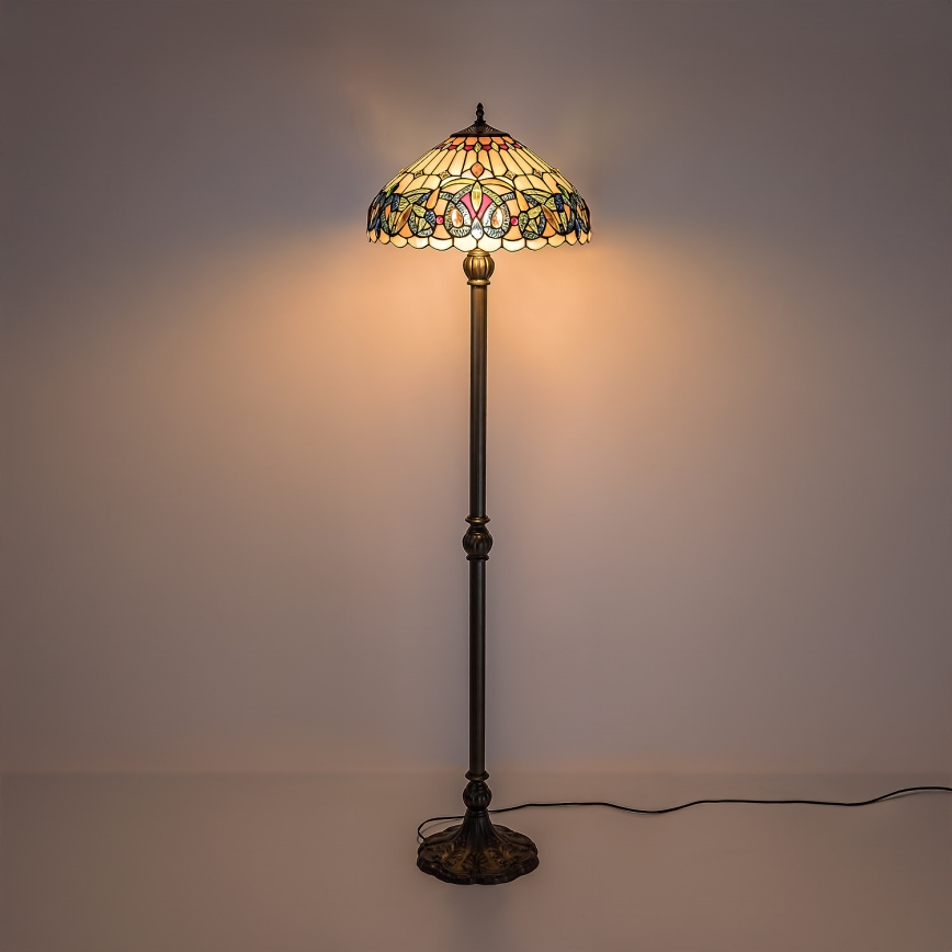 Brilagi - Tiffany-tyylinen vitraasilattiavalaisin LUISA 2xE27/60W/230V