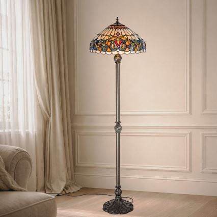 Brilagi - Tiffany-tyylinen vitraasilattiavalaisin LUISA 2xE27/60W/230V