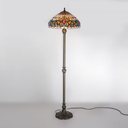 Brilagi - Tiffany-tyylinen vitraasilattiavalaisin LUISA 2xE27/60W/230V