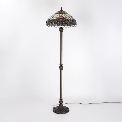 Brilagi - Tiffany-tyylinen vitraasilattiavalaisin LUISA 2xE27/60W/230V