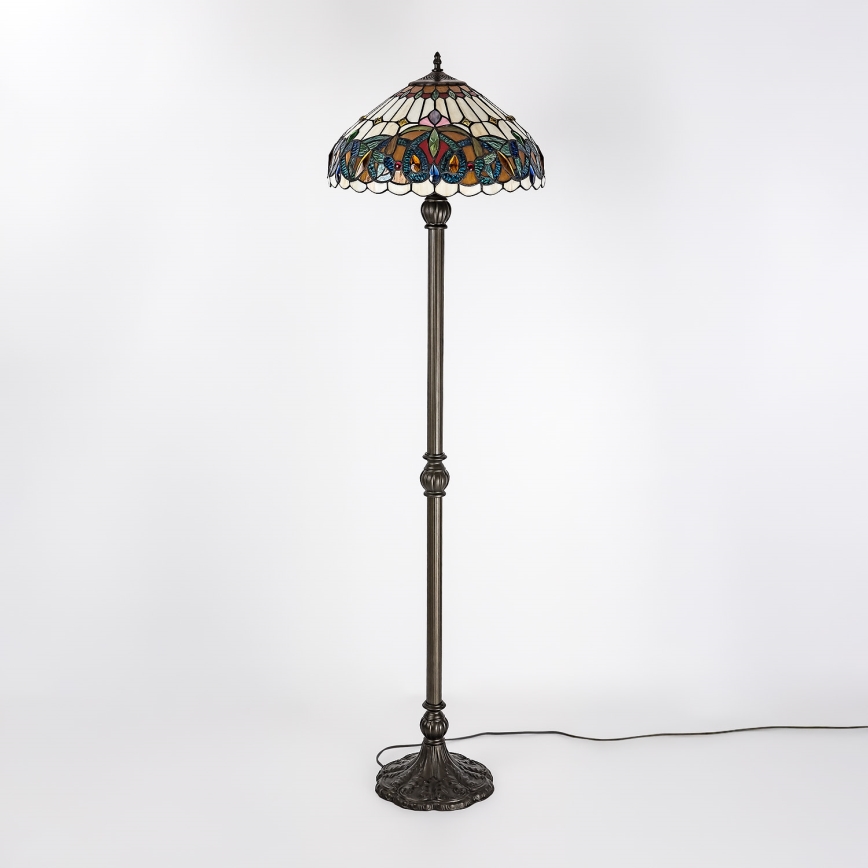 Brilagi - Tiffany-tyylinen vitraasilattiavalaisin LUISA 2xE27/60W/230V