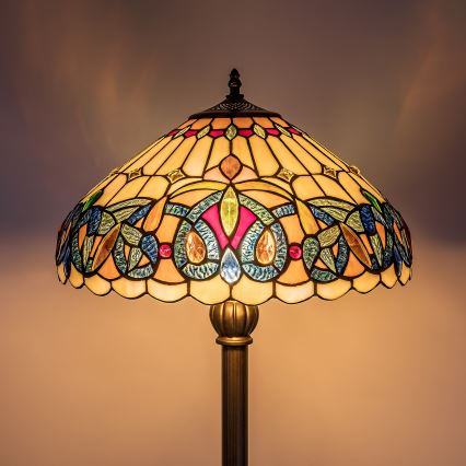 Brilagi - Tiffany-tyylinen vitraasilattiavalaisin LUISA 2xE27/60W/230V