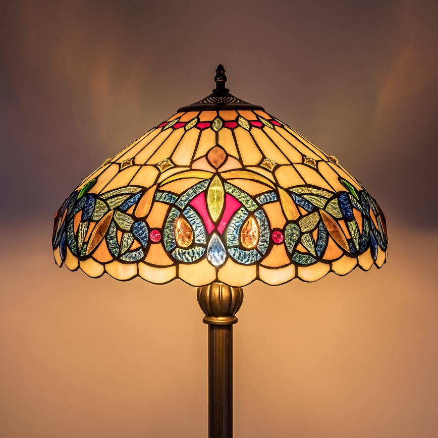 Brilagi - Tiffany-tyylinen vitraasilattiavalaisin LUISA 2xE27/60W/230V