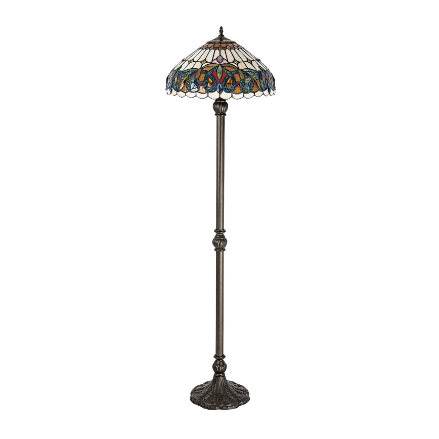 Brilagi - Tiffany-tyylinen vitraasilattiavalaisin LUISA 2xE27/60W/230V