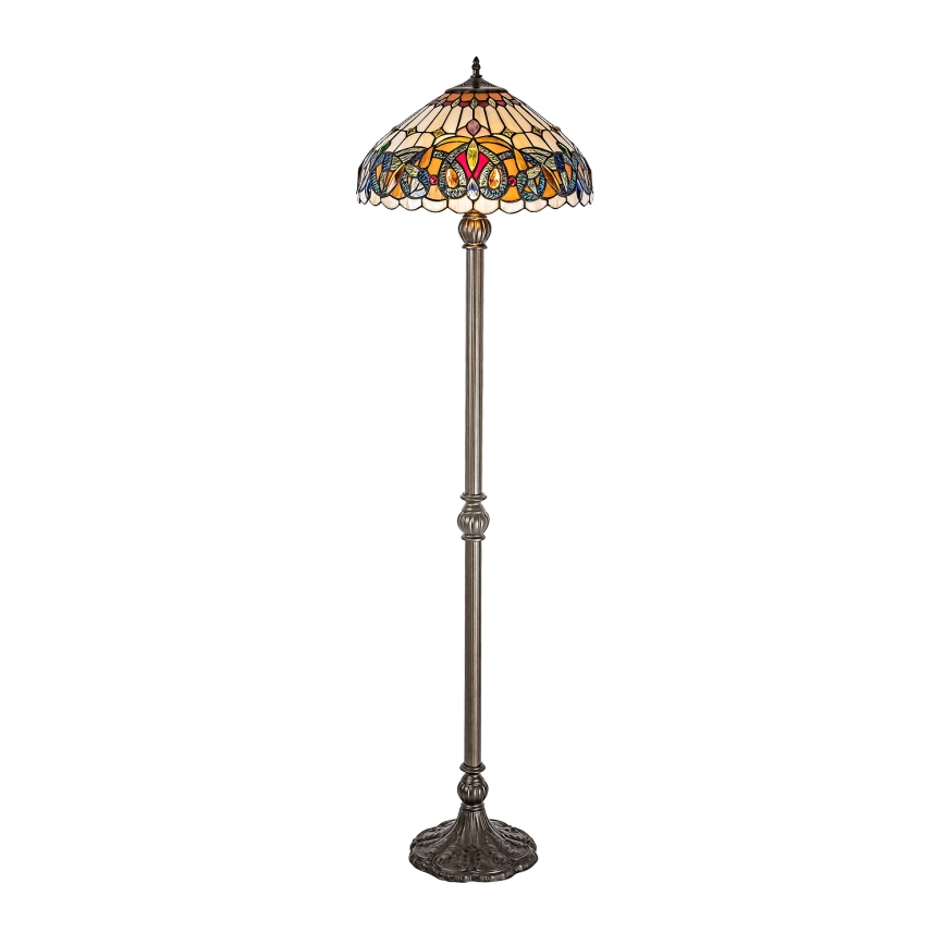 Brilagi - Tiffany-tyylinen vitraasilattiavalaisin LUISA 2xE27/60W/230V