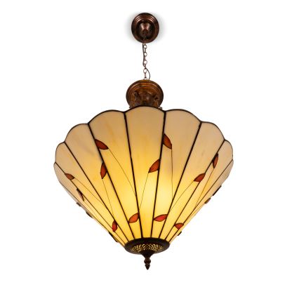 Brilagi - Tiffany-tyylinen vitraasinen kattokruunu ketjulla FOLIA 3xE27/60W/230V halkaisija 50 cm