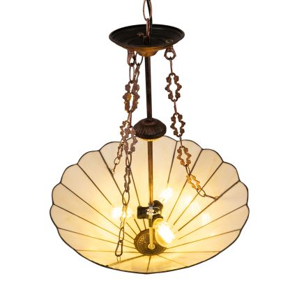 Brilagi - Tiffany-tyylinen vitraasinen kattokruunu ketjulla FOLIA 3xE27/60W/230V halkaisija 50 cm