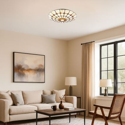 Brilagi - Tiffany-tyylinen vitraasinen kattovalaisin DORAN 2xE27/60W/230V