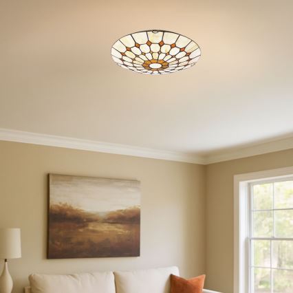 Brilagi - Tiffany-tyylinen vitraasinen kattovalaisin DORAN 2xE27/60W/230V