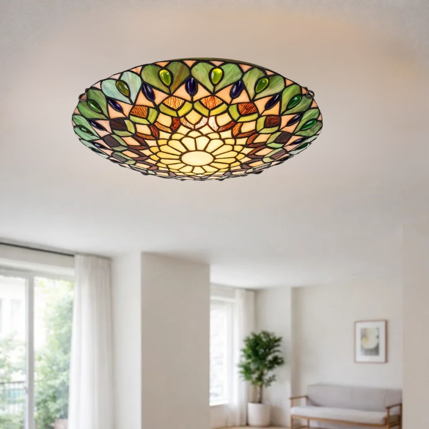 Brilagi - Tiffany-tyylinen vitraasinen kattovalaisin MARGARET 2xE27/60W/230V pr. 40 cm