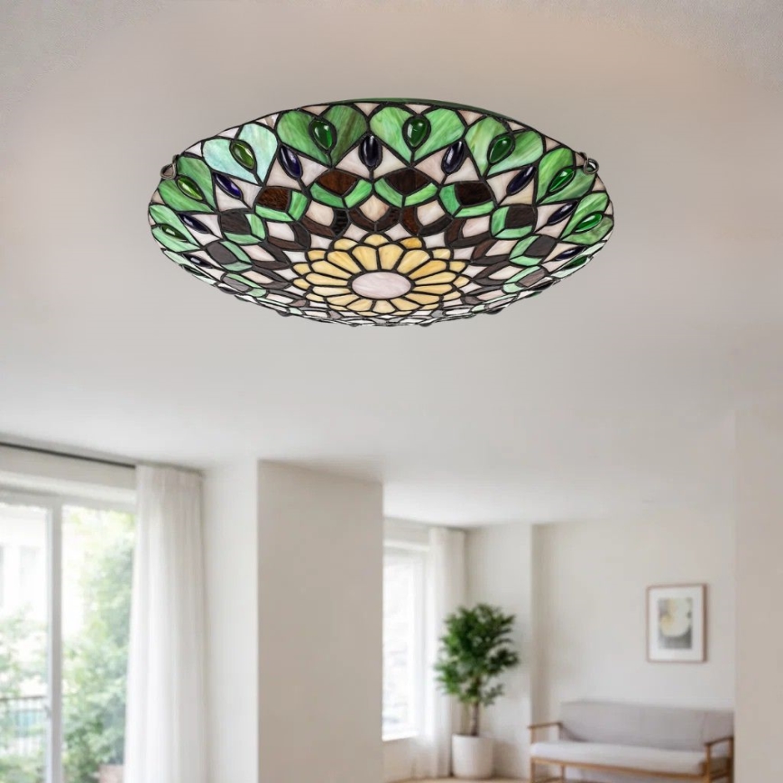 Brilagi - Tiffany-tyylinen vitraasinen kattovalaisin MARGARET 2xE27/60W/230V pr. 40 cm