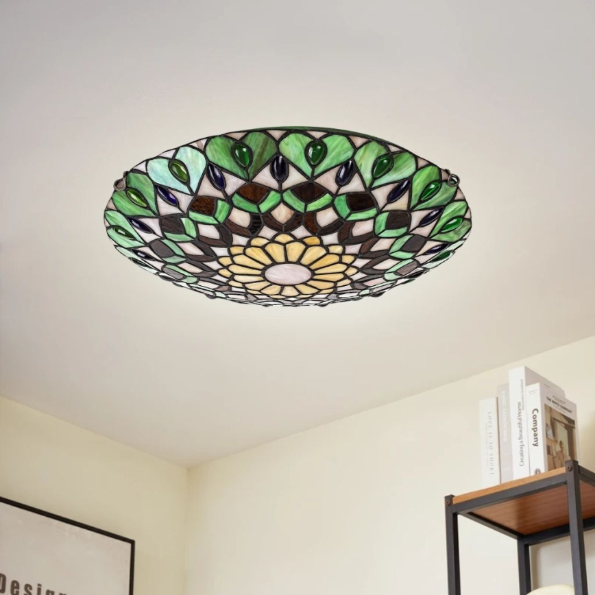 Brilagi - Tiffany-tyylinen vitraasinen kattovalaisin MARGARET 2xE27/60W/230V pr. 40 cm