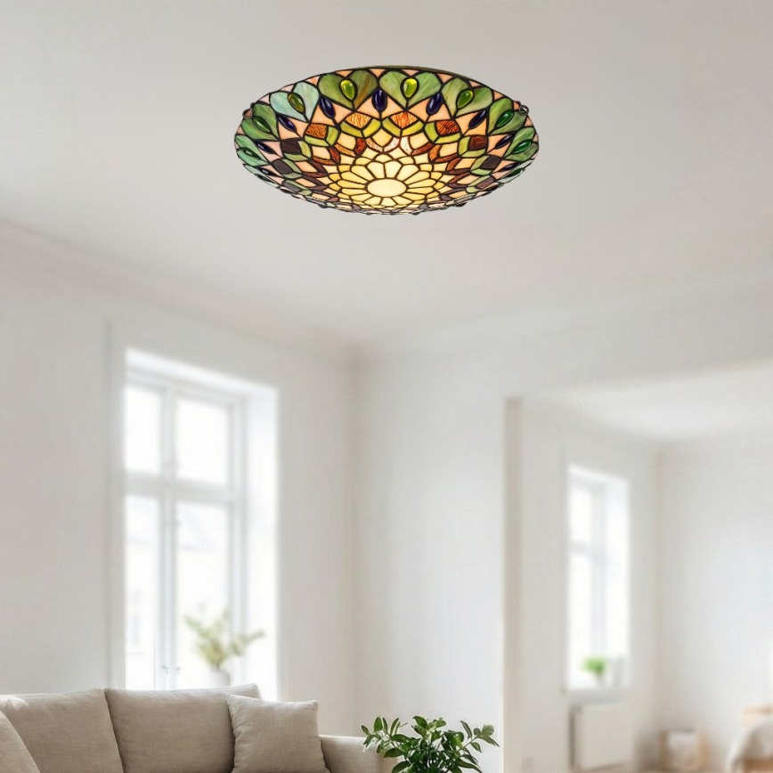 Brilagi - Tiffany-tyylinen vitraasinen kattovalaisin MARGARET 2xE27/60W/230V pr. 40 cm