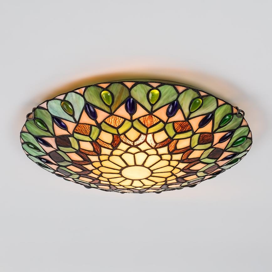 Brilagi - Tiffany-tyylinen vitraasinen kattovalaisin MARGARET 2xE27/60W/230V pr. 40 cm