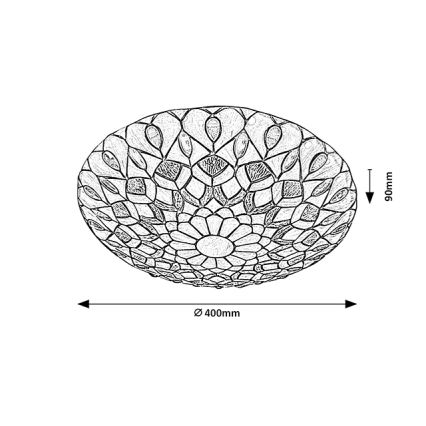 Brilagi - Tiffany-tyylinen vitraasinen kattovalaisin MARGARET 2xE27/60W/230V pr. 40 cm