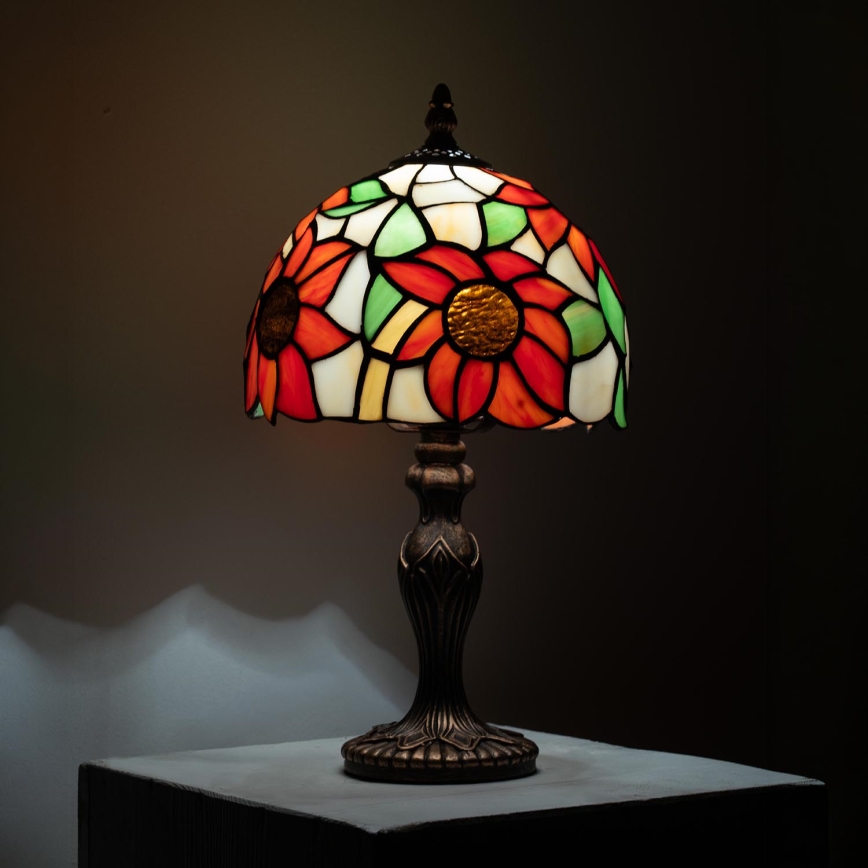 Brilagi - Tiffany-tyylinen vitraasipöytälamppu SUNFLOWER 1xE27/60W/230V