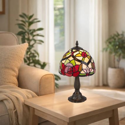 Brilagi - Tiffany-tyylinen vitraasipöytävalaisin GARLAN 1xE14/40W/230V