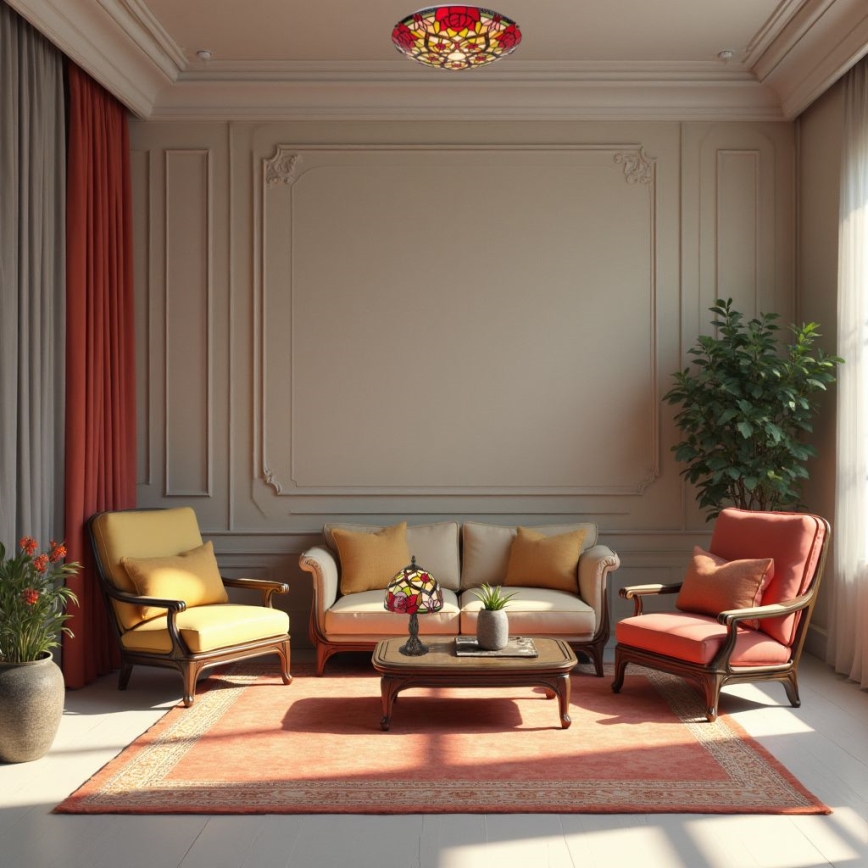 Brilagi - Tiffany-tyylinen vitraasipöytävalaisin GARLAN 1xE14/40W/230V