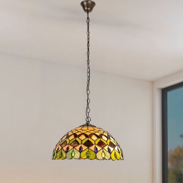 Brilagi - Tiffany-tyylinen vitraasiriippuvalaisin ketjulla MARGARET 2xE27/60W/230V