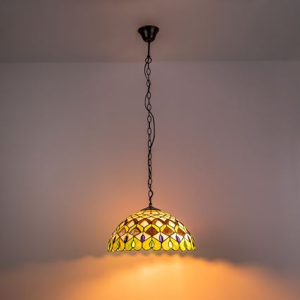 Brilagi - Tiffany-tyylinen vitraasiriippuvalaisin ketjulla MARGARET 2xE27/60W/230V