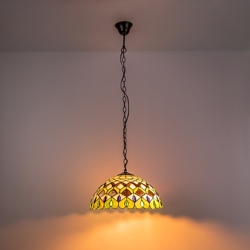 Brilagi - Tiffany-tyylinen vitraasiriippuvalaisin ketjulla MARGARET 2xE27/60W/230V
