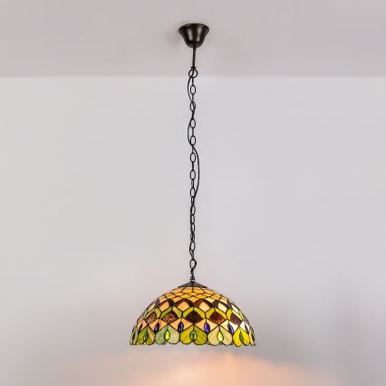 Brilagi - Tiffany-tyylinen vitraasiriippuvalaisin ketjulla MARGARET 2xE27/60W/230V