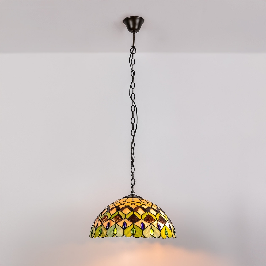 Brilagi - Tiffany-tyylinen vitraasiriippuvalaisin ketjulla MARGARET 2xE27/60W/230V