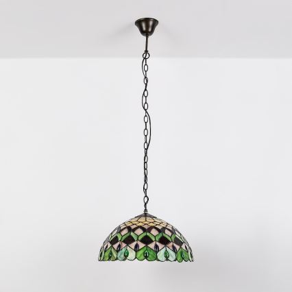 Brilagi - Tiffany-tyylinen vitraasiriippuvalaisin ketjulla MARGARET 2xE27/60W/230V
